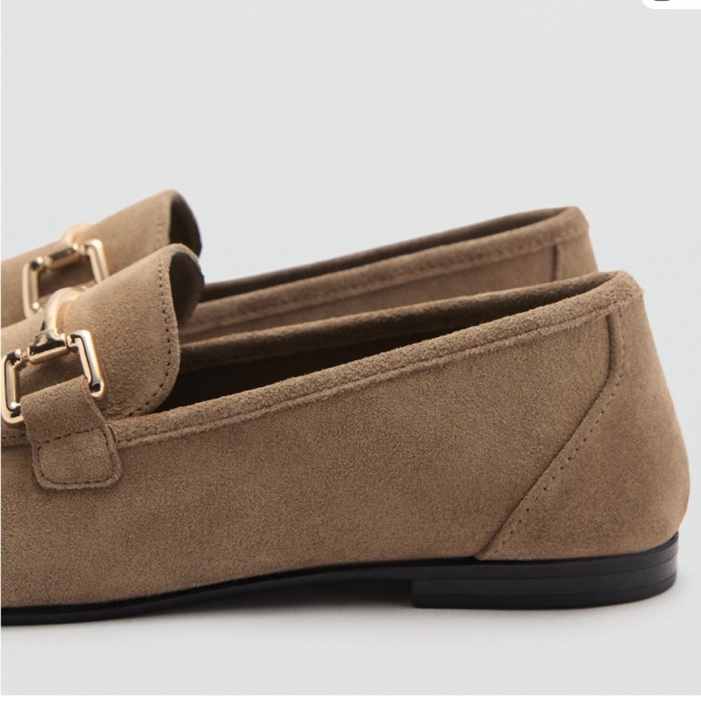 Mango MNG Tan Suede leather Loafers with Gold Accent; size 38 ( US 7.5); NWT - Picture 3 of 11